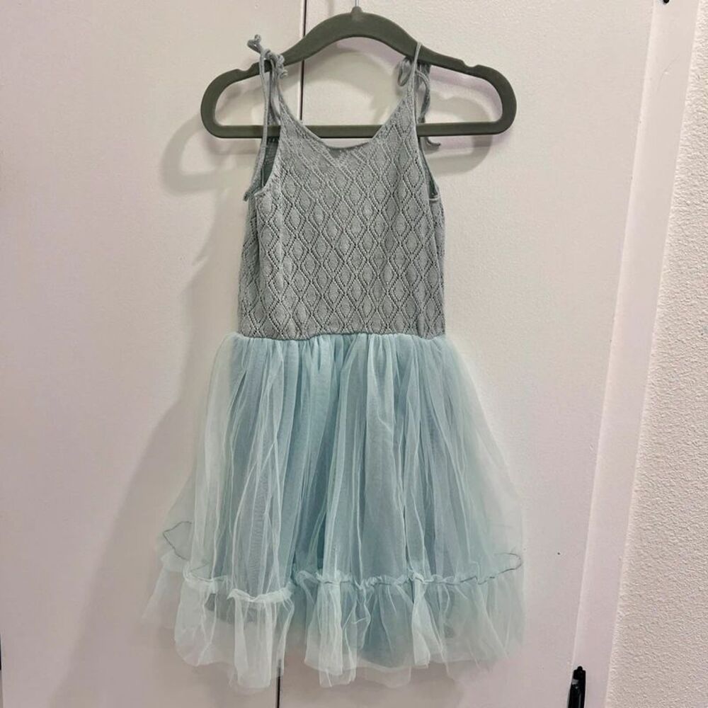 Raised by water blue tulle cotton dress girls kids size 2Y